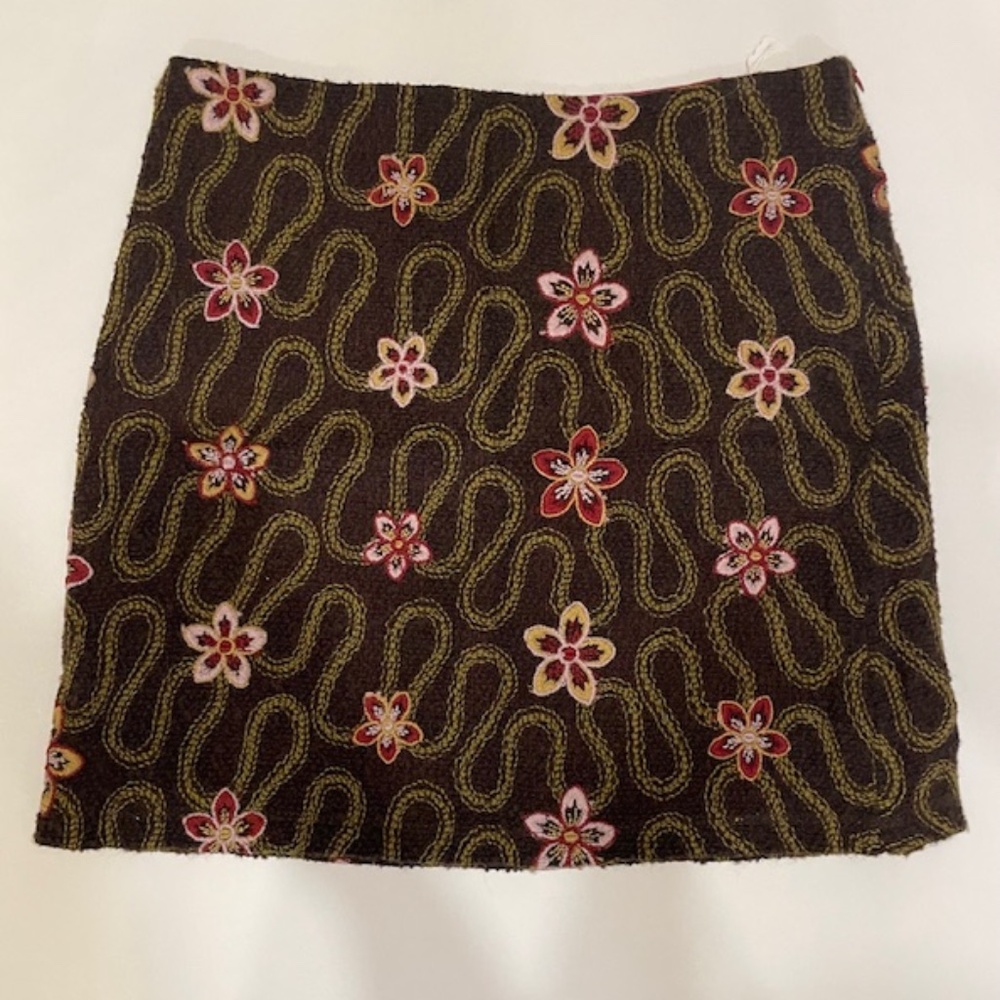 Pamela Brown - Brown Floral Mini Skirt